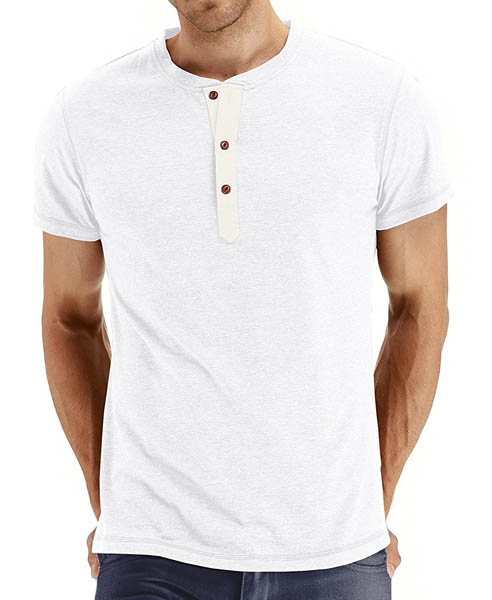 Addtoo Men's Cotton Casual Slim Fit Henley T-Shirts